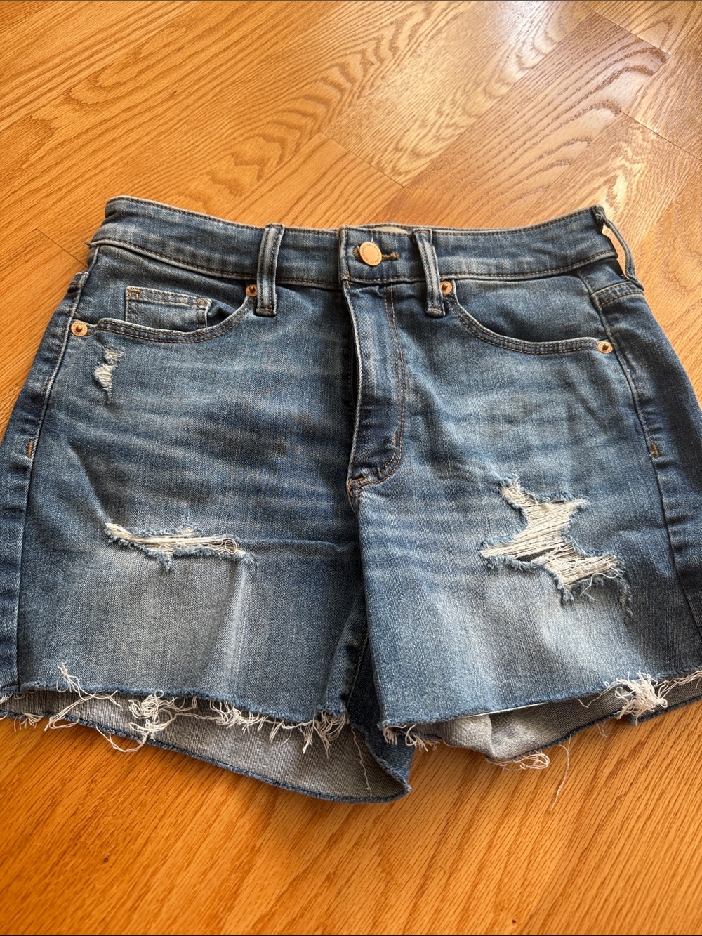 Universal Thread Blue Distressed High-Rise Denim Shorts
